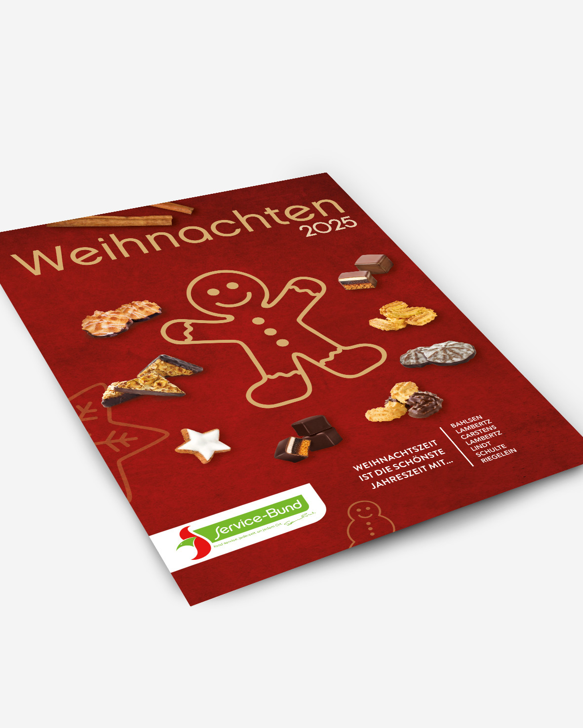 Cover eines Weihnachtsfolders mit  mit Keksen darauf
